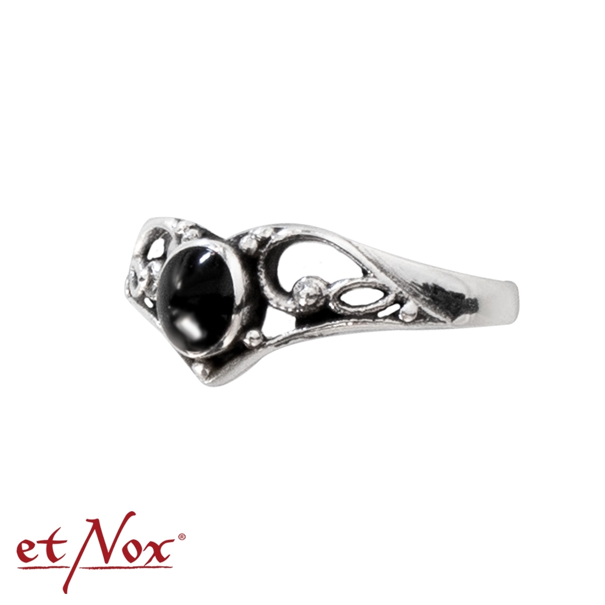 etNox Silberring "Black Ornament" mit Onyx