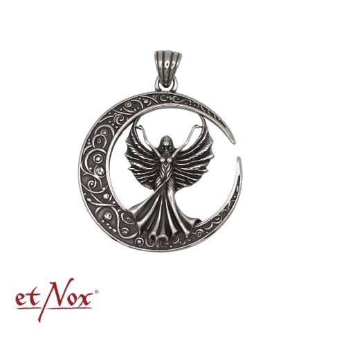 etNox - Anhänger "Elfe im Ornament-Mond" Edelstahl