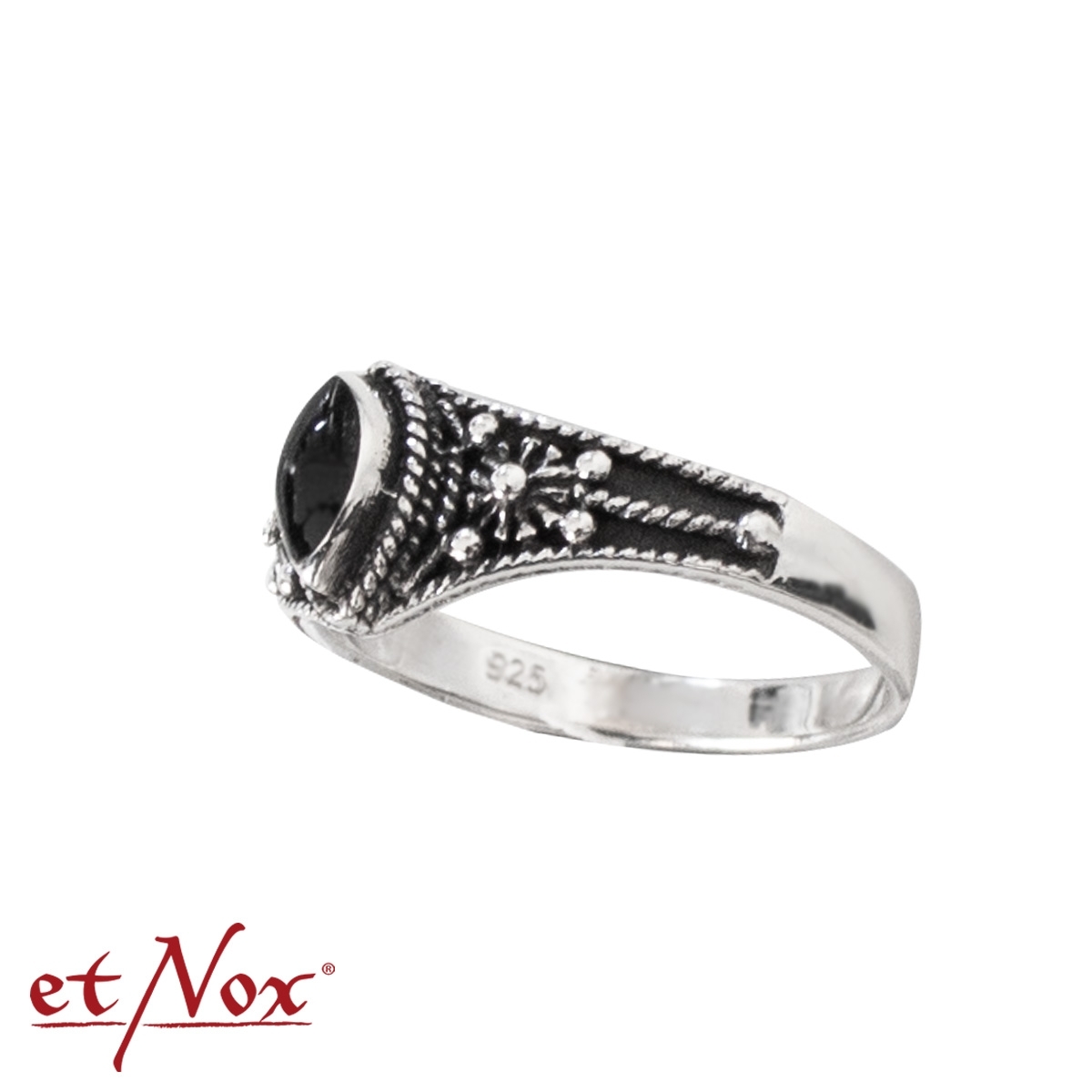 etNox Silberring "Black Ornament" mit Onyx