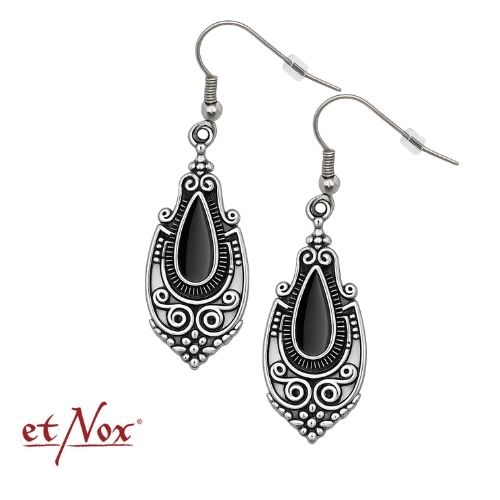 etNox Ohrringe "Onyx Ornament" Edelstahl