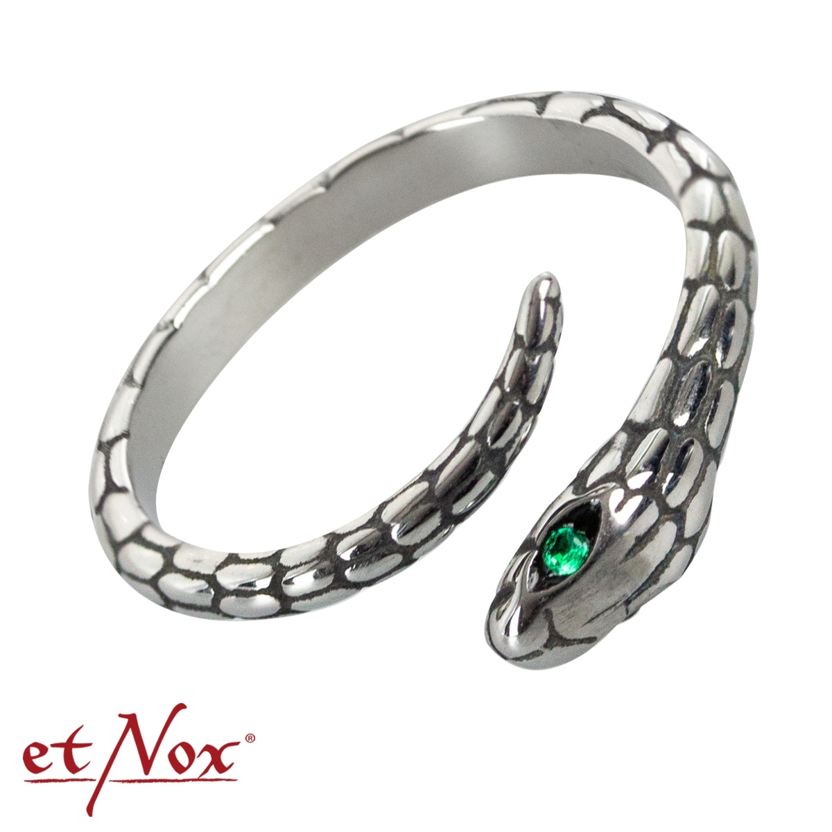 etNox Edelstahlring "Schlange" mit Zirkonia