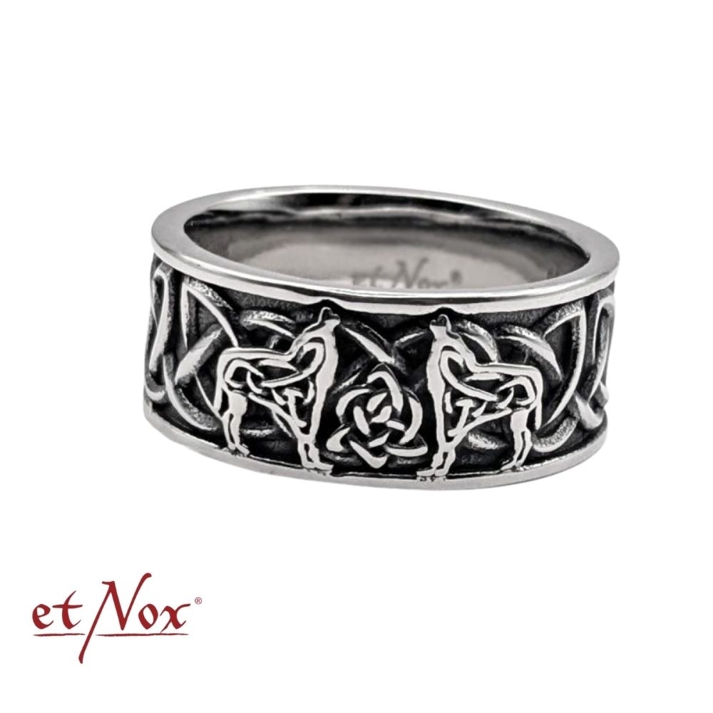etNox - Ring "Keltische Wölfe" Edelstahl