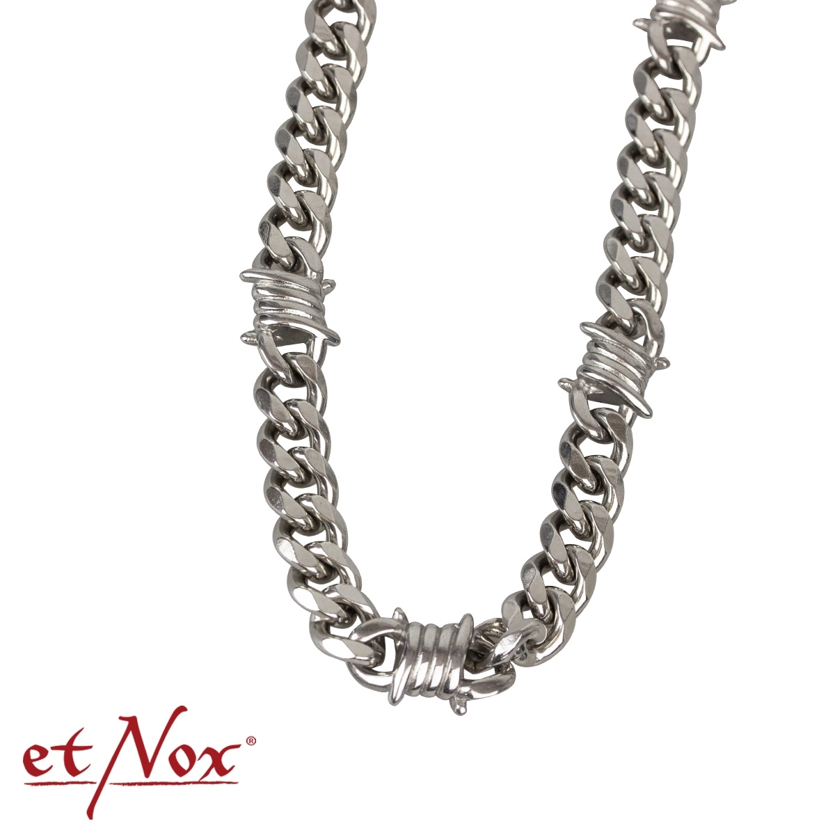etNox Edelstahlkette "Panzerkette mit Stacheldraht" 10 mm