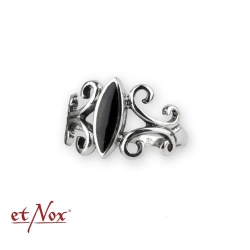 etNox Ring "Black Ornament" Edelstahl