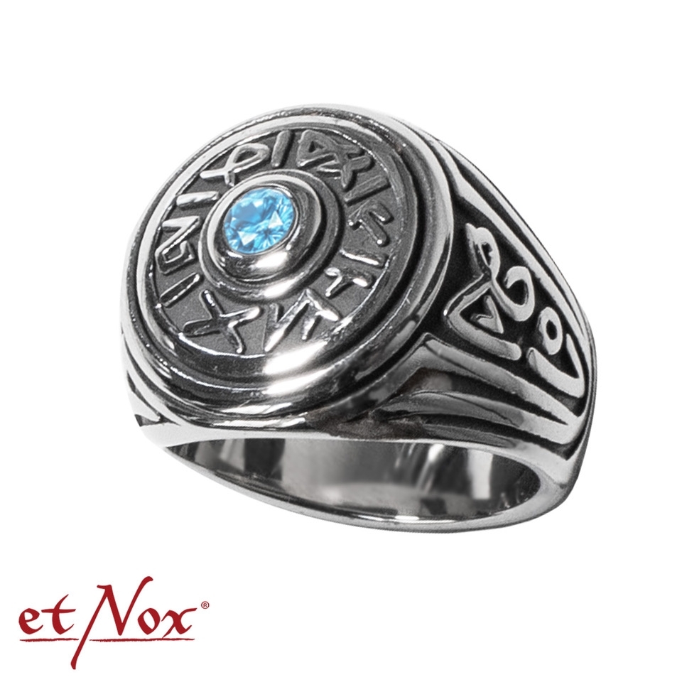 etNox Edelstahlring "Secret Signs" in Antik-Optik