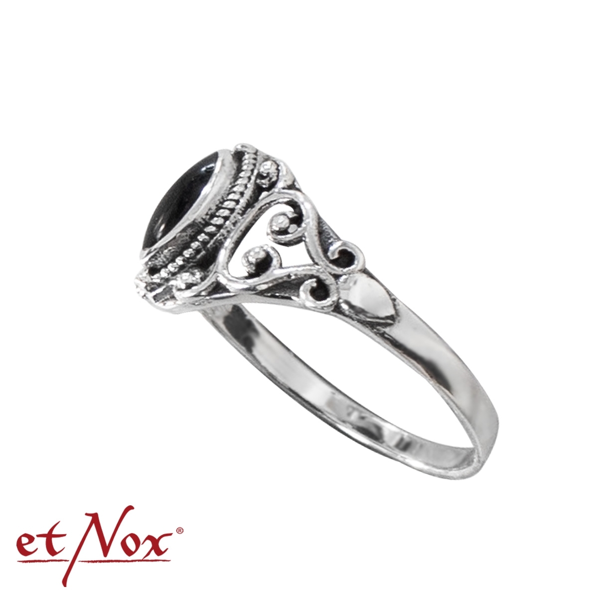 etNox Silberring "Black Ornament" mit Onyx