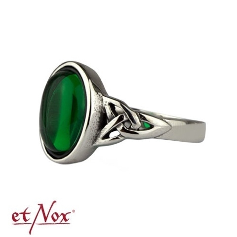 etNox - Ring "Celtic Green" Edelstahl mit Zirkonia
