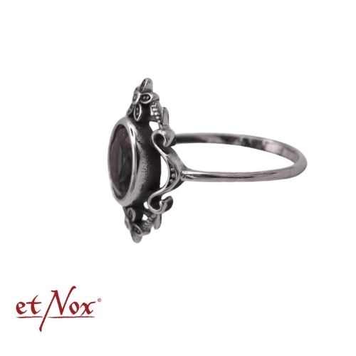 etNox - Ring "Black Flowers" Edelstahl mit Zirkonia