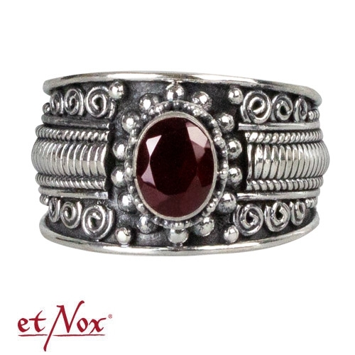 etNox Silberring "Bali Classic" mit Granat