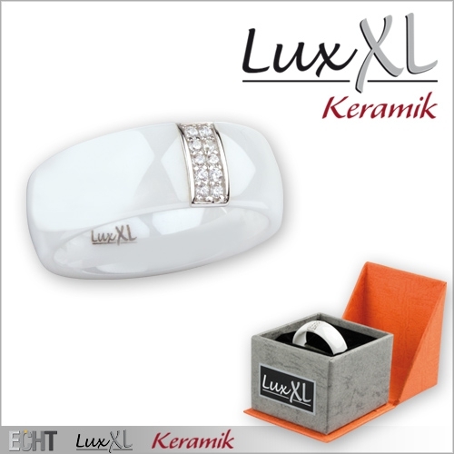 LuxXL ceramic ring white with silver and cz