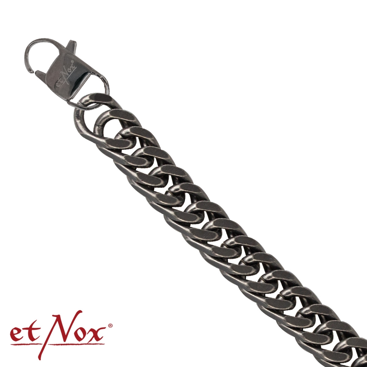 etNox Edelstahlarmband "Panzerkette" 10 mm Antik-Optik