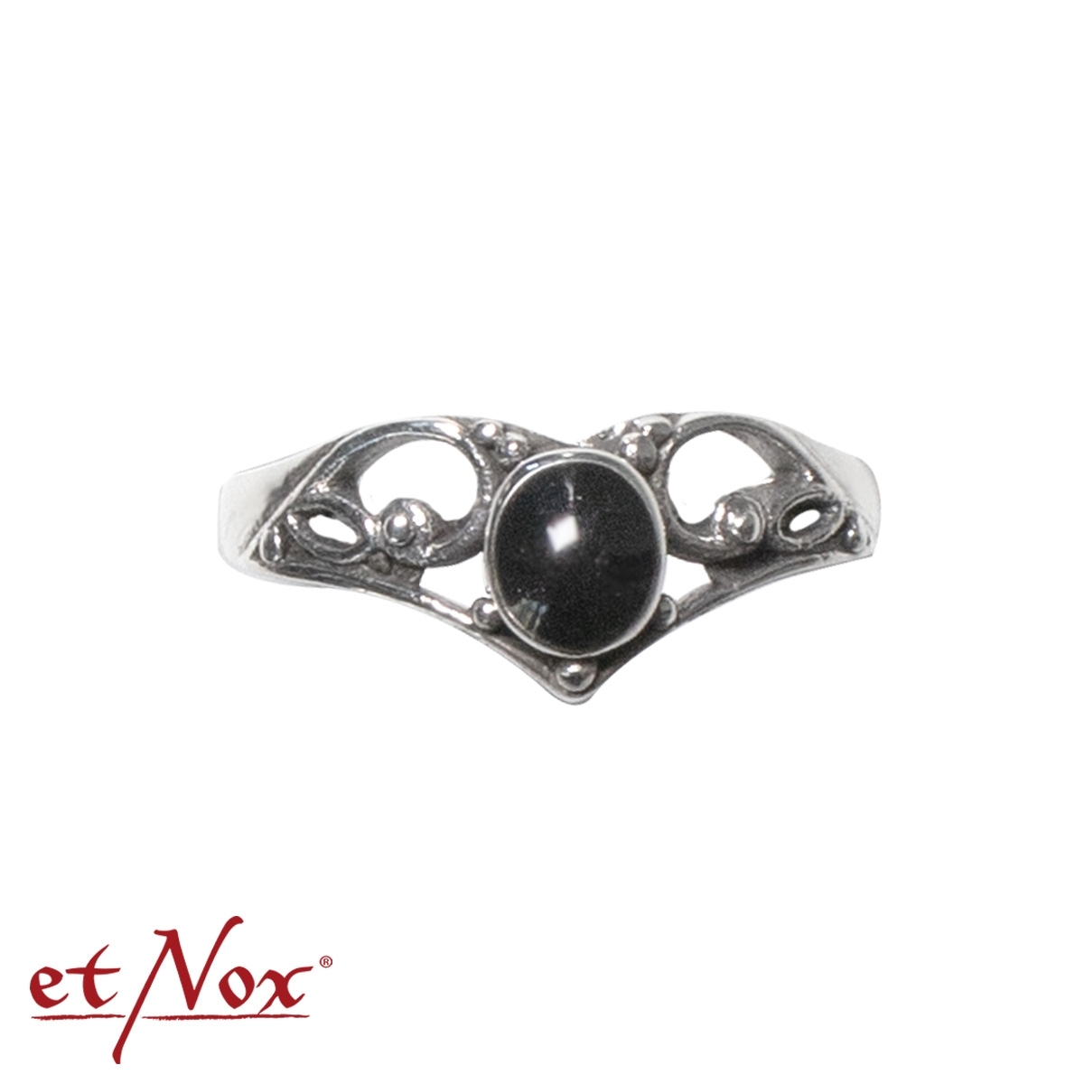etNox Silberring "Black Ornament" mit Onyx