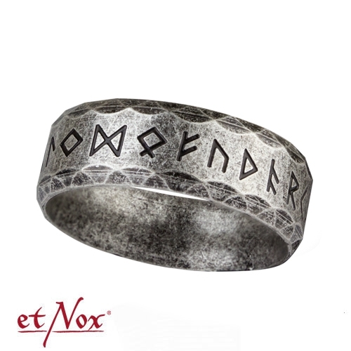 etNox Edelstahlring "Runen" in Antik-Optik