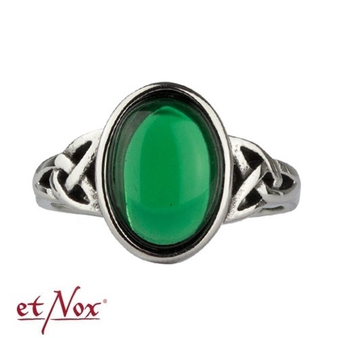 etNox - Ring "Celtic Green" Edelstahl mit Zirkonia