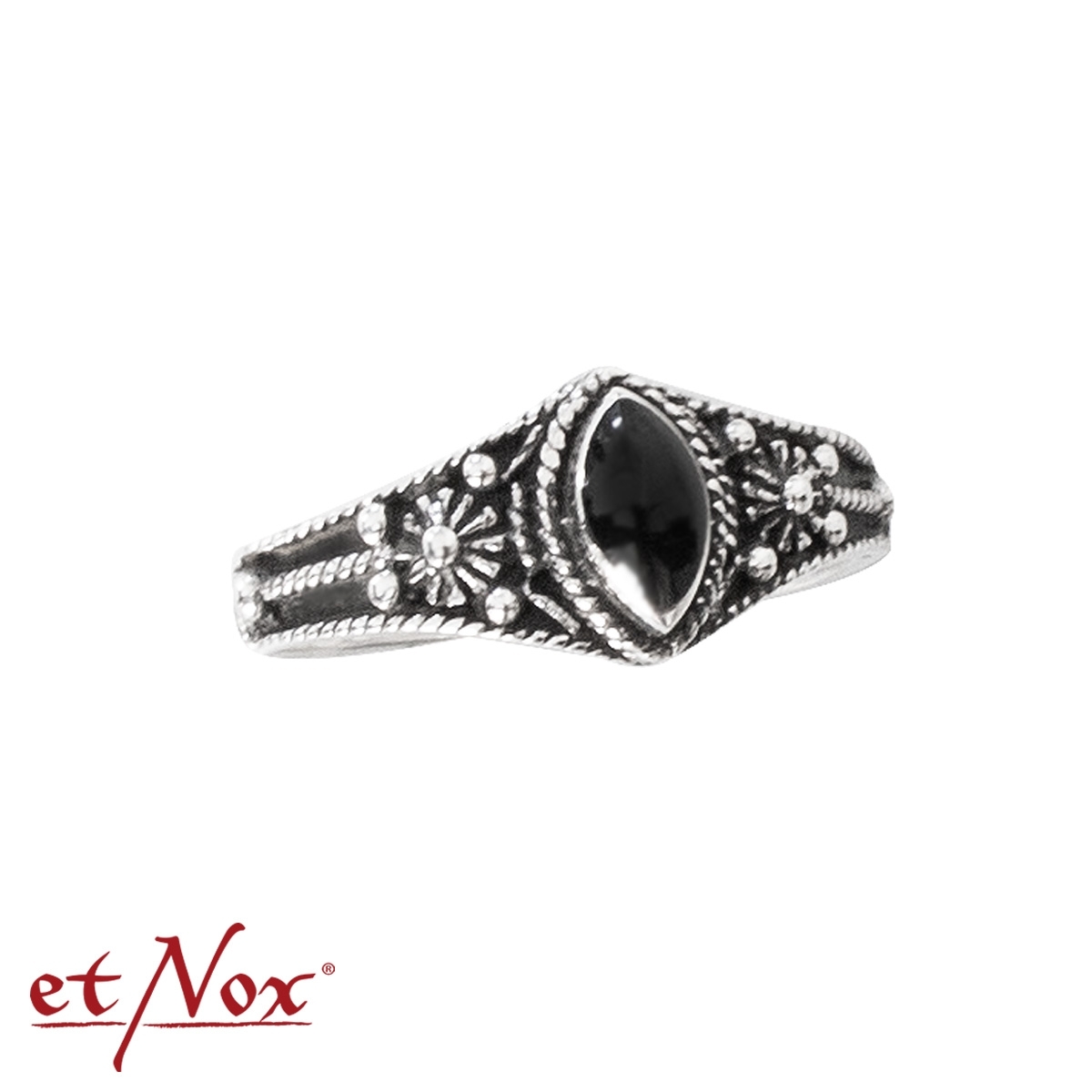 etNox Silberring "Black Ornament" mit Onyx