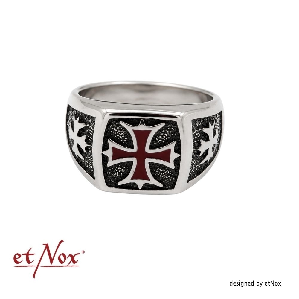 etNox - ring "Red Iron Cross" stainless steel