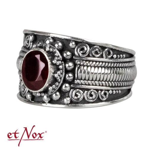 etNox Silberring "Bali Classic" mit Granat