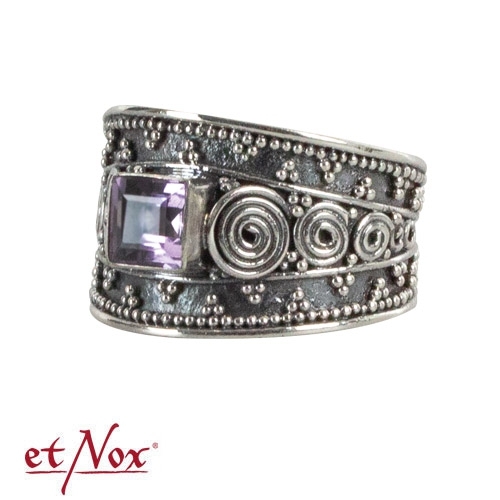 etNox Silberring "Bali Classic" mit Amethyst