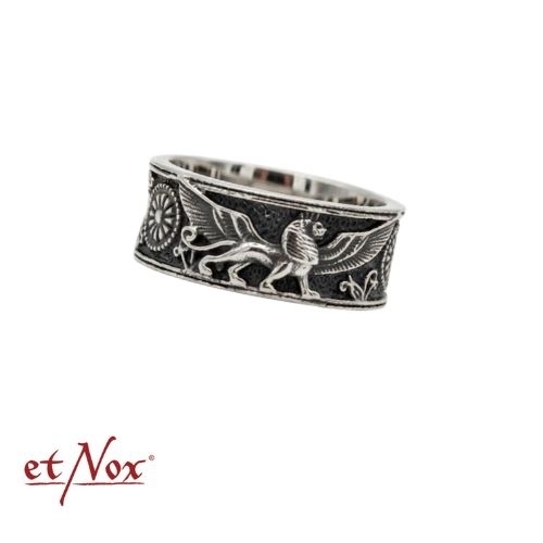 etNox Ring "Geflügelter Löwe" Edelstahl