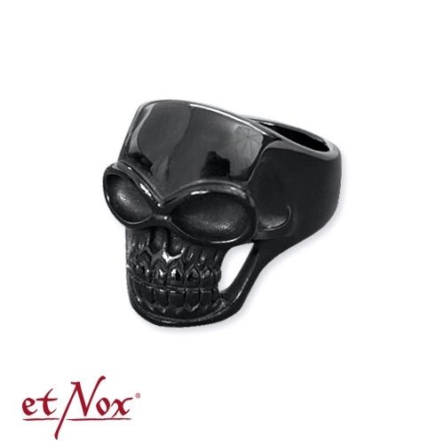 etNox - Ring "Black Skull" Edelstahl