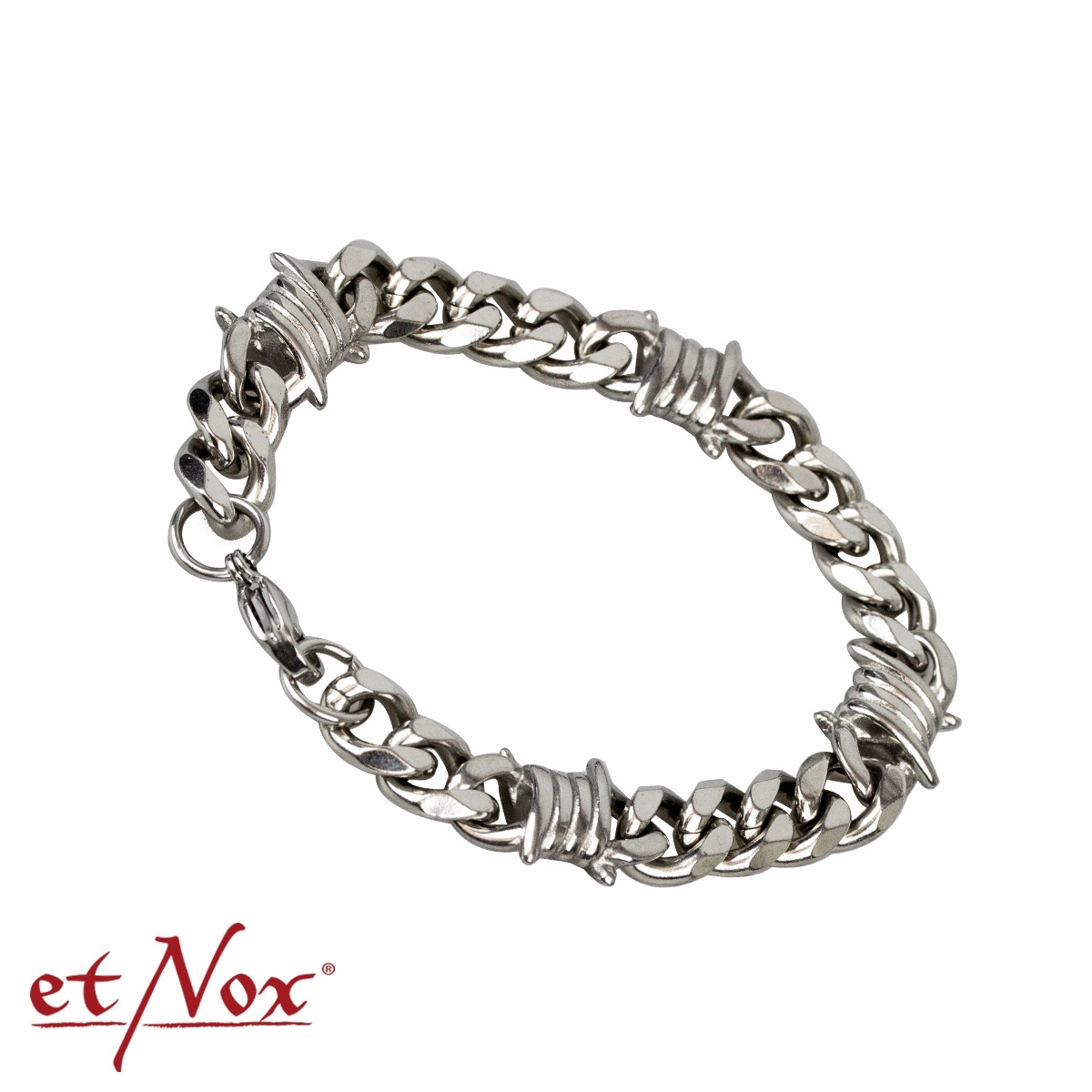 etNox Edelstahlarmband "Panzerkette mit Stacheldraht" 10 mm