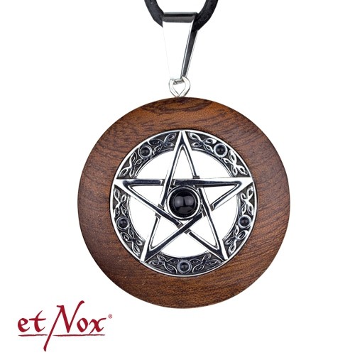 etNox-Anhänger "Pentagramm" Holz und Edelstahl