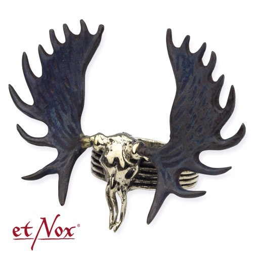 etNox - Ring "Moose Skull" silberfarben