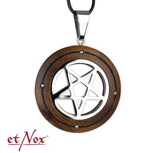 etNox-Anhänger "Pentagramm" Holz und Edelstahl