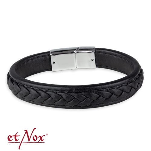 etNox - Armband "schwarz / Magnet" Leder und Zink