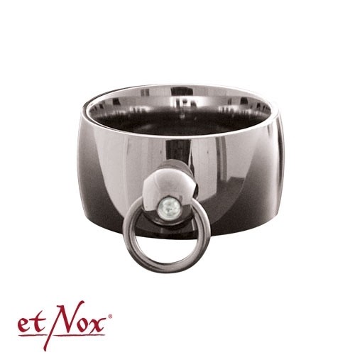 etNox-Ring "Story of O." 12 mm weiß, Edelstahl