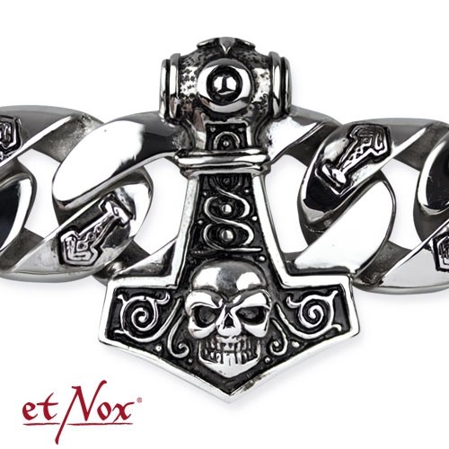 etNox Armband "Thors Hammer" Leder mit Edelstahl 