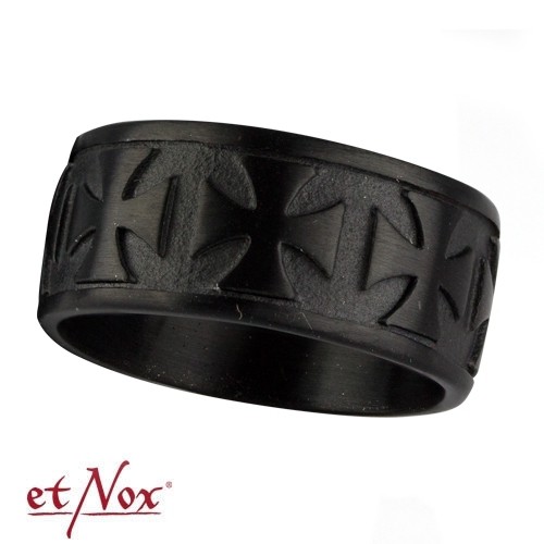 etNox - Ring "Black Iron Cross" Edelstahl, schwarz