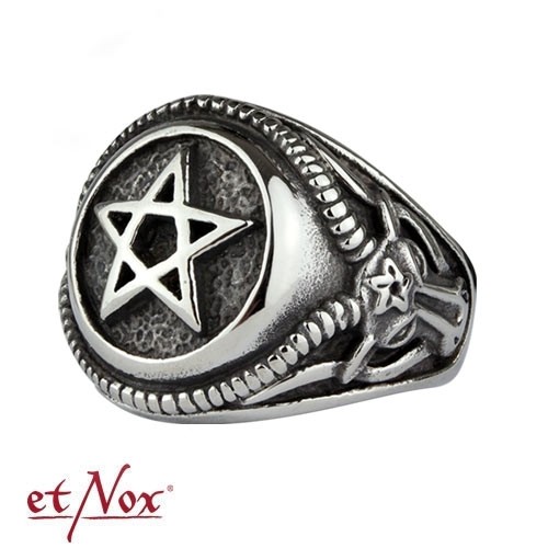 etNox-Ring "Big Pentagram" Edelstahl