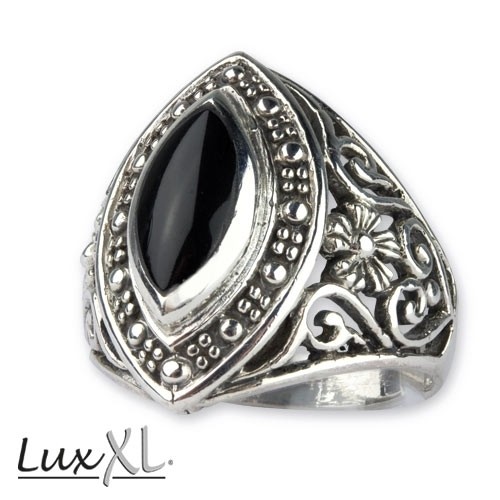 LuxXL Silberring "Black Ornament" mit Onyx