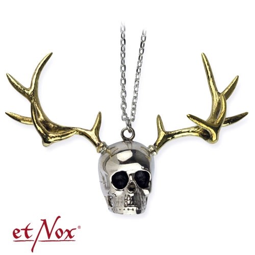 etNox - Anhänger "Skull with Deer Head " silberfarben