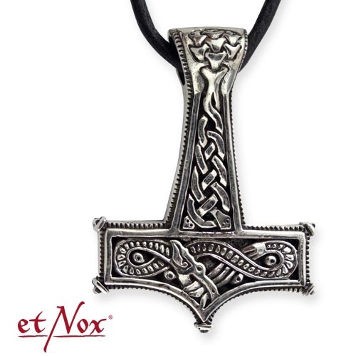 447 Geschenkbox Band Anhänger Wikinger Thor s Hammer 925'er Silber etNox 