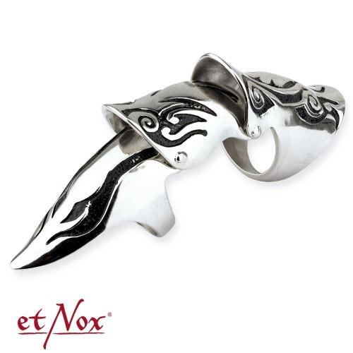 etNox - Ring "Long Finger Tribal" Edelstahl