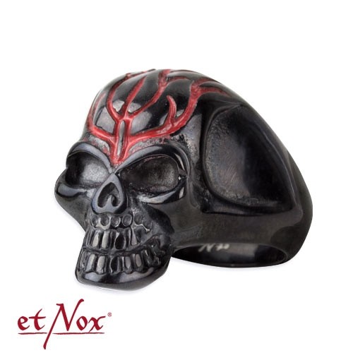 etNox - Ring "Black Skull" Edelstahl