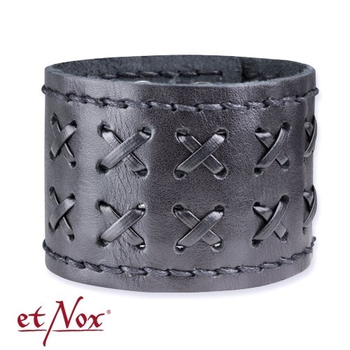 etNox - Armband "Flechtwerk breit" Leder und Zink