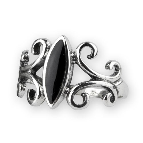 etNox Silberring "Black Ornament" mit Onyx