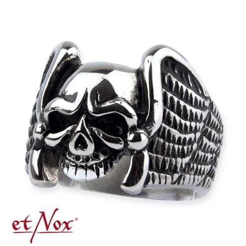 etNox Ring "Winged Skull" Edelstahl