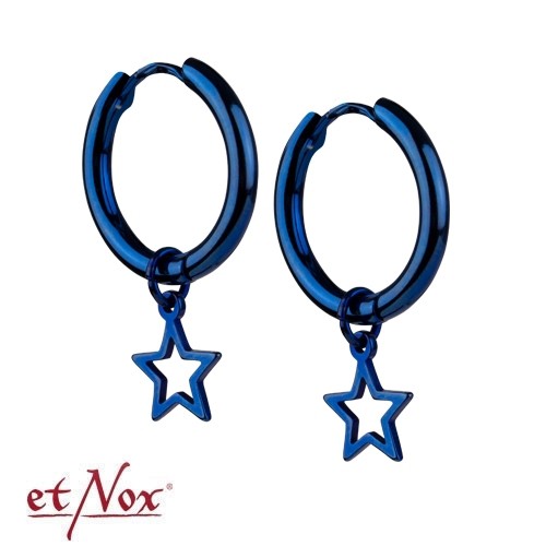 etNox Edelstahl-Klappcreole "Blauer Stern" blau metallic