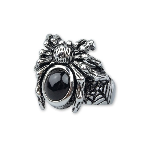 etNox-Ring "Black Spider" Edelstahl mit Glas