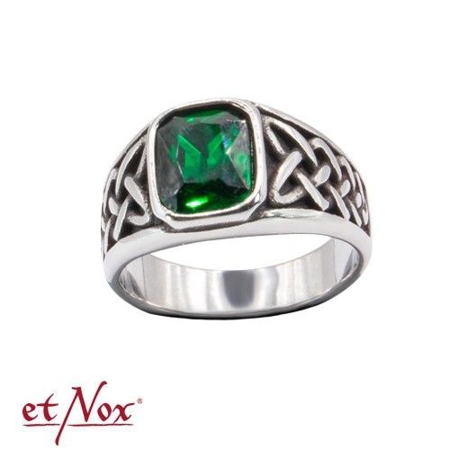 etNox - Ring "Celtic Green" Edelstahl mit Stein