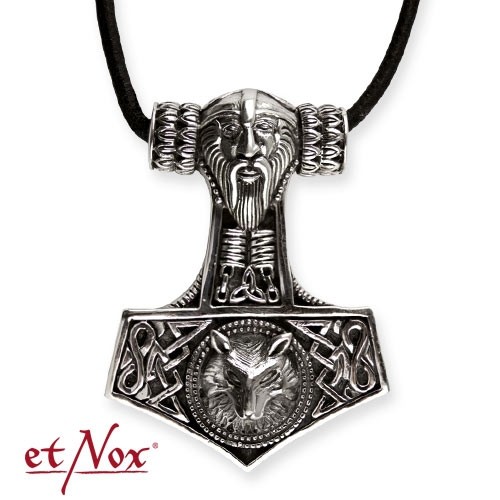 etNox-Anhänger "Thors Hammer Wolfskopf" 925 Silber