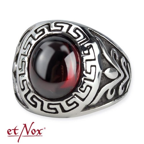etNox Ring "Meander Crystal" Edelstahl