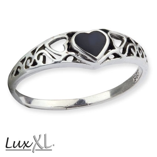 LuxXL Silberring "Black Heart"