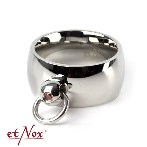 etNox-Ring "Story of O." 12 mm rot, Edelstahl
