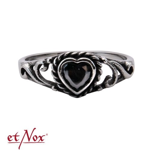 etNox - Ring "Black Heart" Edelstahl mit Zirkonia