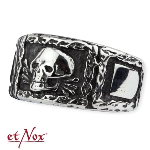 etNox - Ring "Signet Skull" Edelstahl